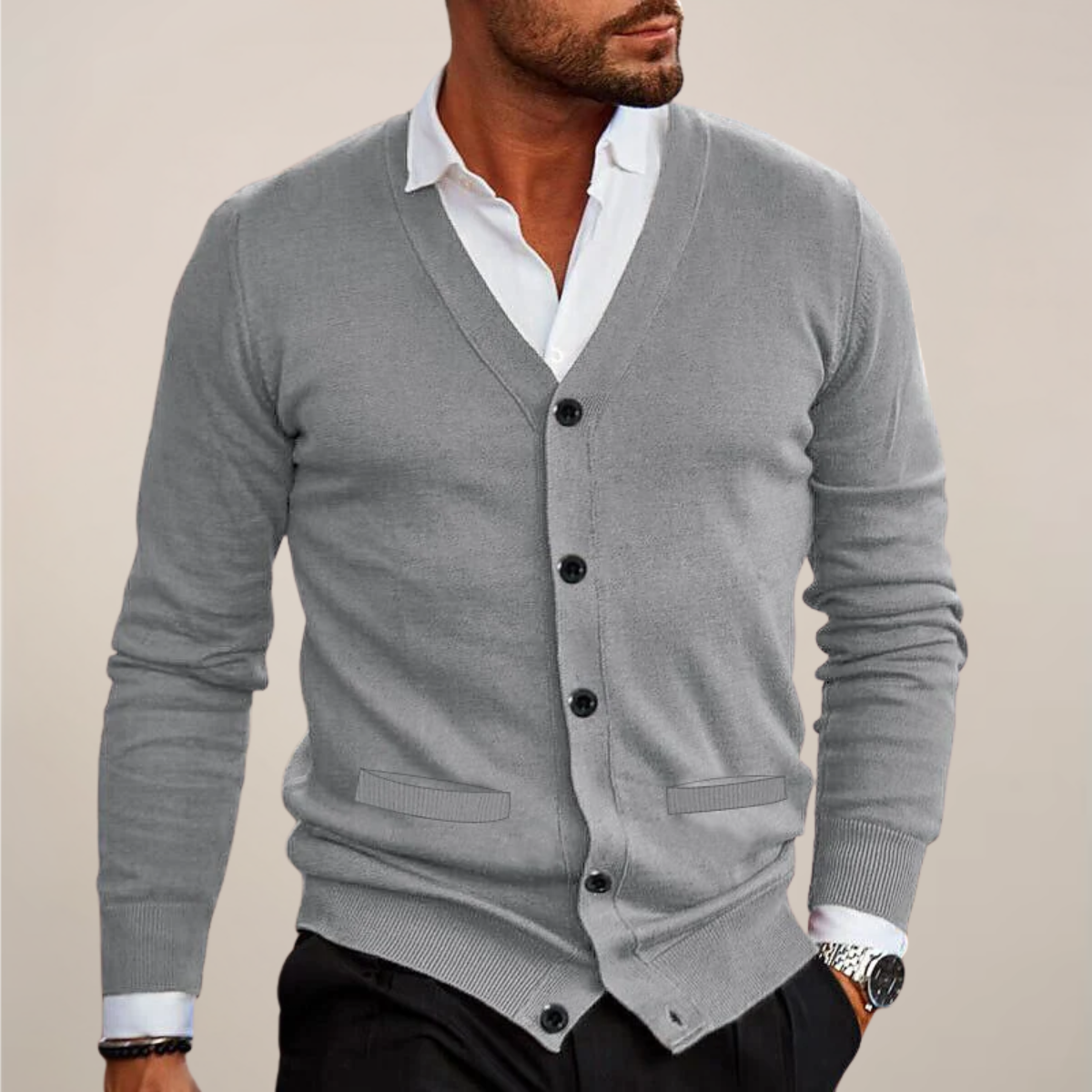 Simon | Men’s V-Neck Button-Up Cardigan