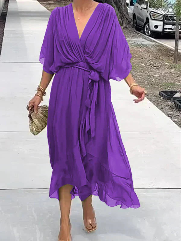 Narissa | Women’s Wrap Tie Waist Midi Dress