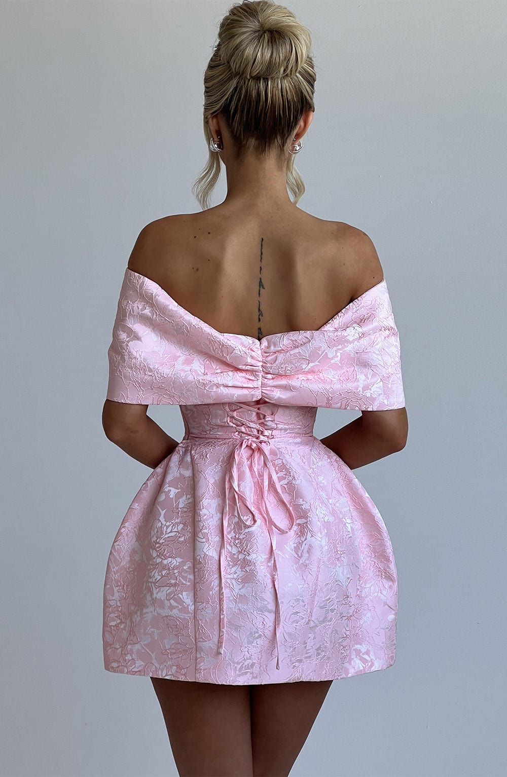 Glorie | Women’s Off-Shoulder Bow Bardot Mini Dress
