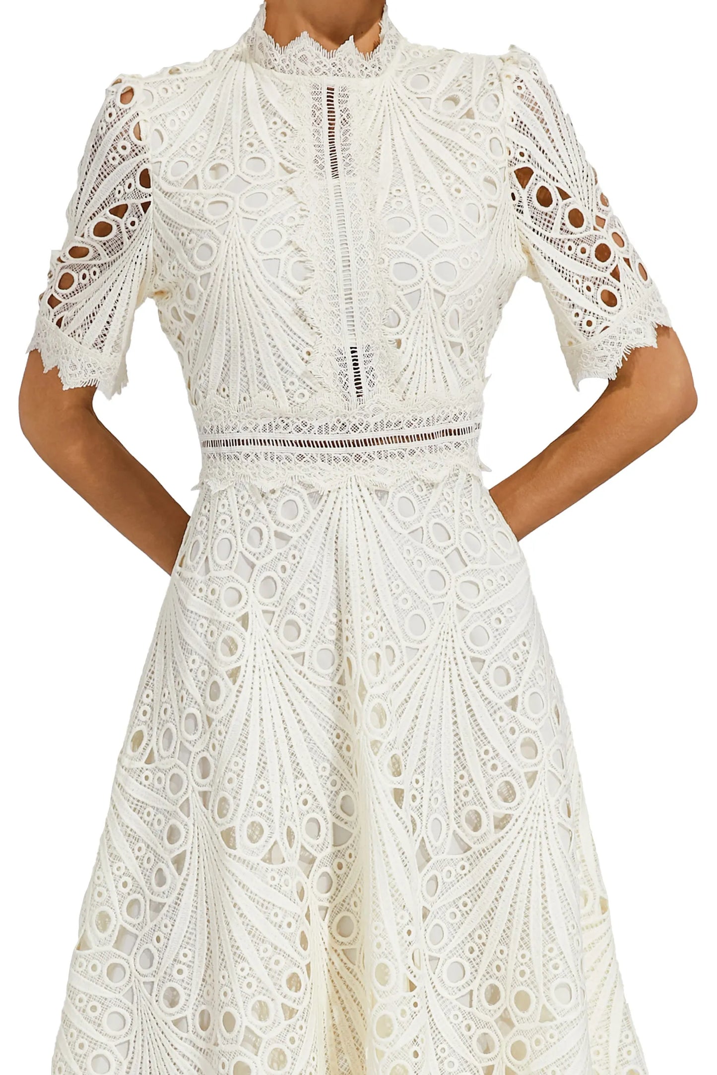 Elvessa | Women’s Lace High Neck Midi Dress