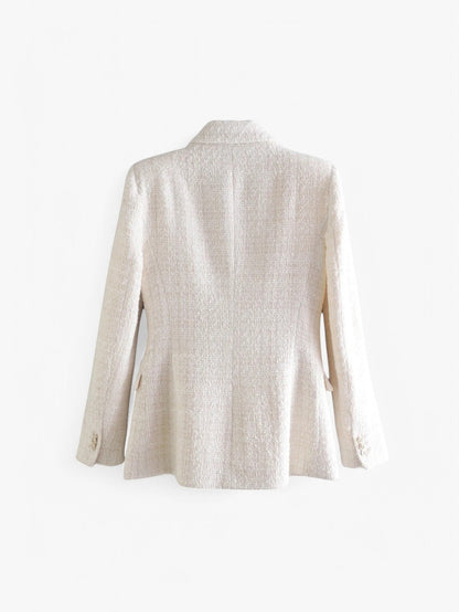 Elvoria | Women’s Textured Tweed Fitted Blazer Jacket