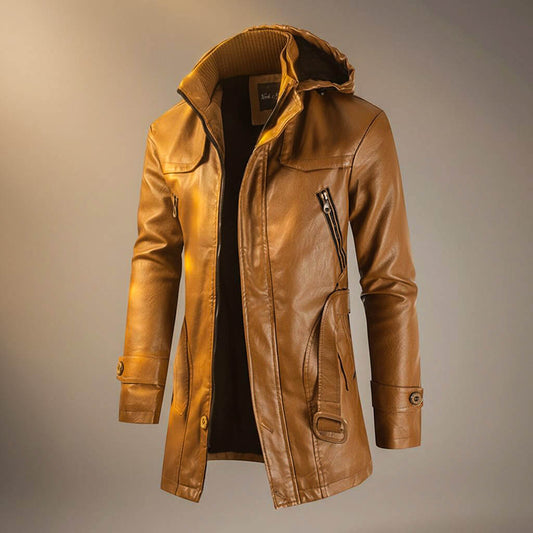 Alvin | Men’s Premium Leather Hooded Jacket