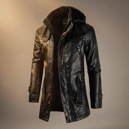 Alvin | Men’s Premium Leather Hooded Jacket