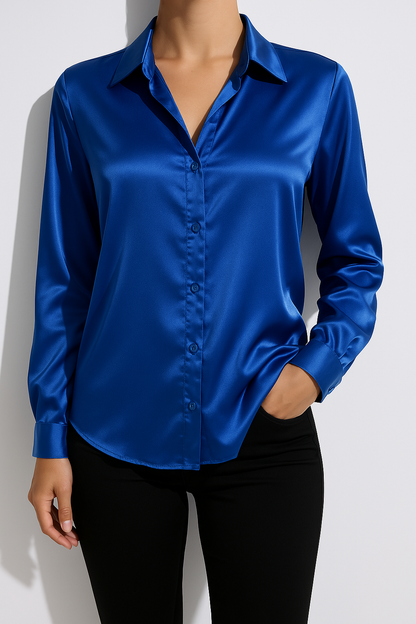 Noura | Women’s High-Shine Button-Up Blouse