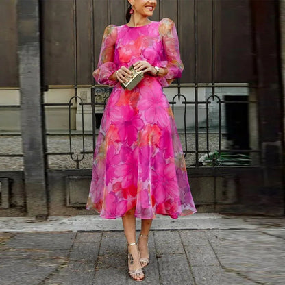 Chelesst | Women’s Puff Sleeve Wedding Guest Midi Dress