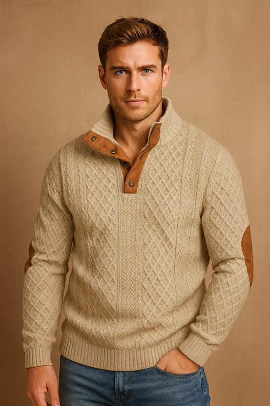 Chevaun | Men’s Textured Jacquard Knit Sweater