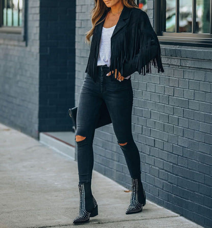 Zarelle | Women’s Cropped Fringe Jacket
