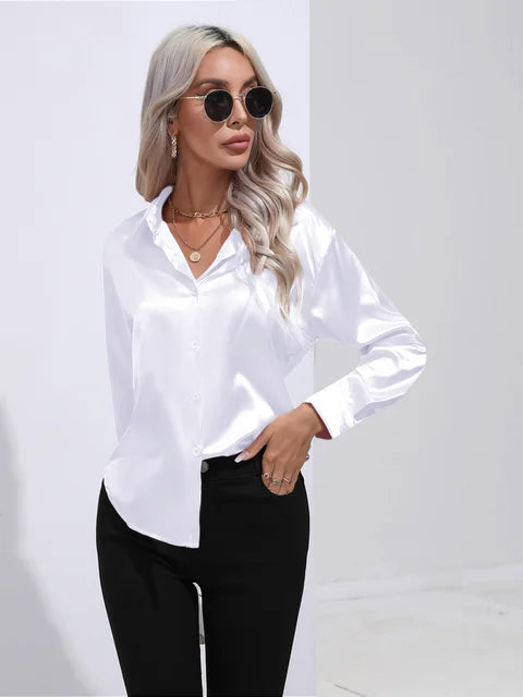 Noura | Women’s High-Shine Button-Up Blouse