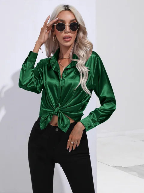 Noura | Women’s High-Shine Button-Up Blouse