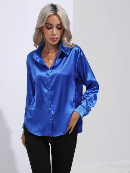 Noura | Women’s High-Shine Button-Up Blouse