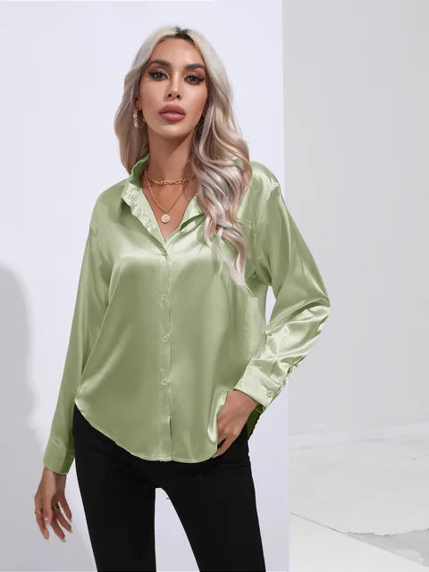 Noura | Women’s High-Shine Button-Up Blouse