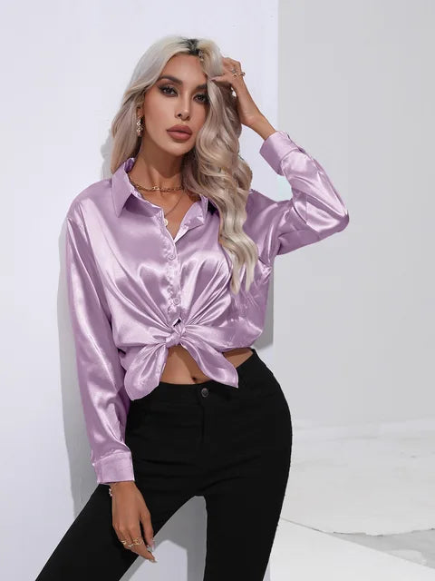 Noura | Women’s High-Shine Button-Up Blouse