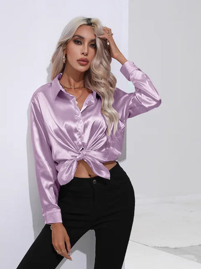 Noura | Women’s High-Shine Button-Up Blouse