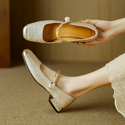 Lianhua | Women’s Embroidered Satin Flats