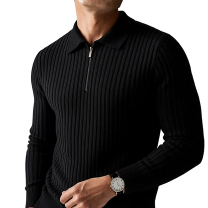 Lorenzio | Men’s Zip-Neck Knit Polo Sweater2