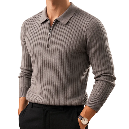 Lorenzio | Men’s Zip-Neck Knit Polo Sweater3