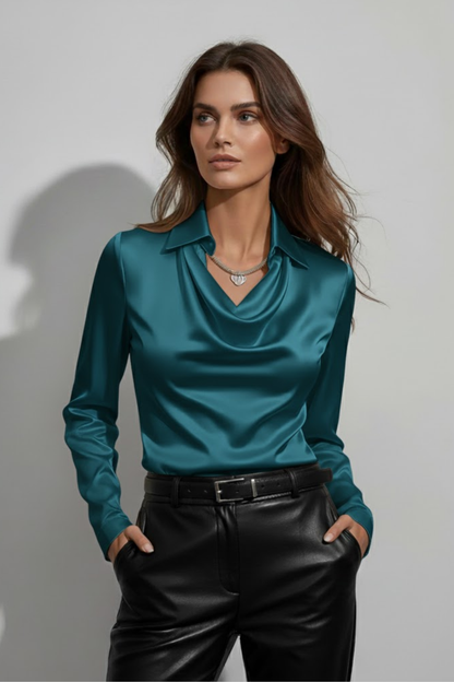 Megan | Women’s Draped Cowl Neck Blouse