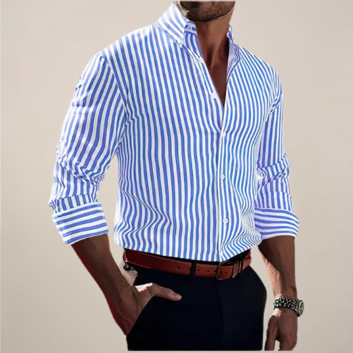 Theo | Men’s Striped Long Sleeve Shirt