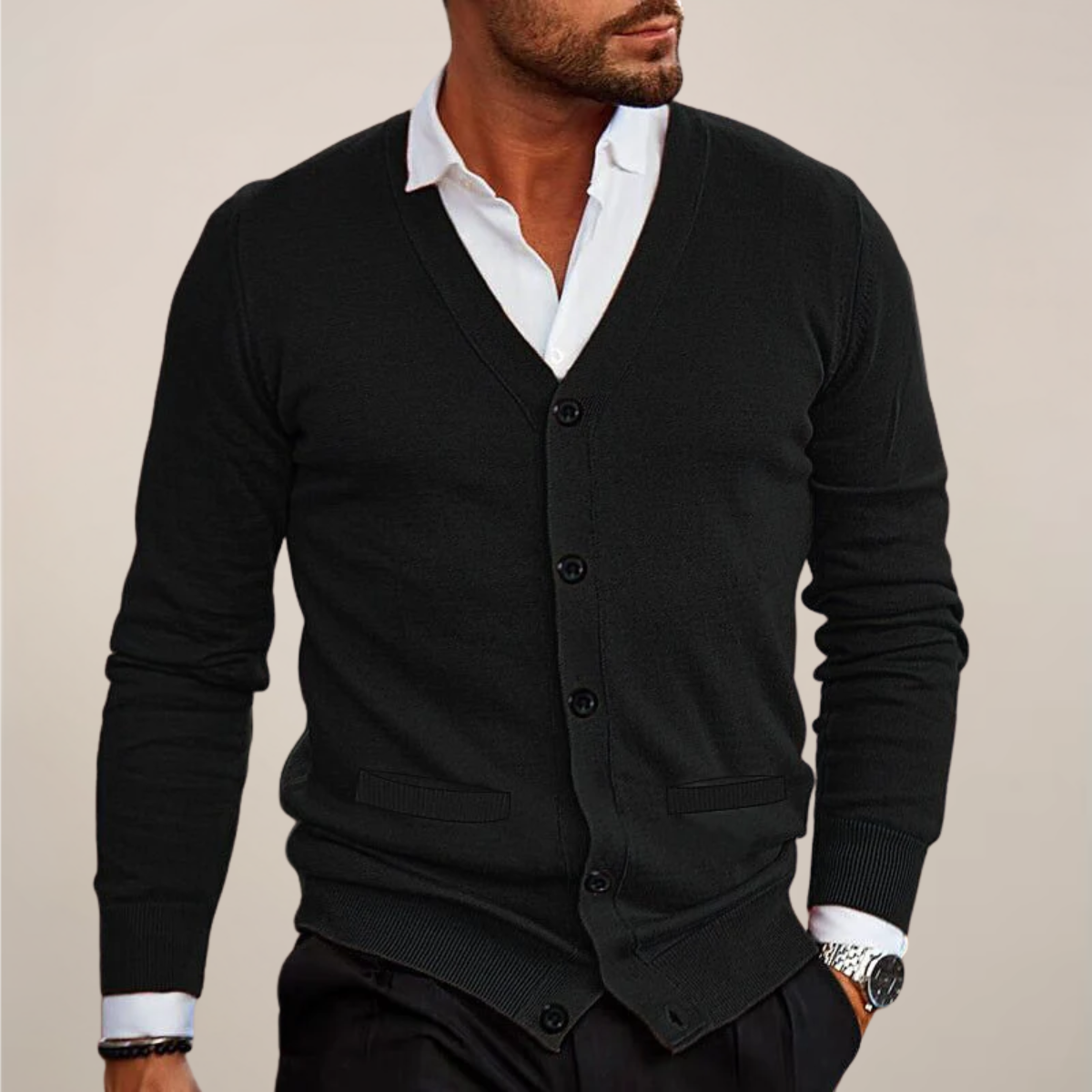 Simon | Men’s V-Neck Button-Up Cardigan
