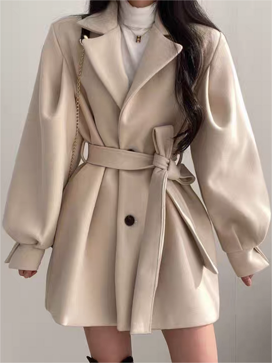 Perla | Women’s Belted Puff Sleeve Coat