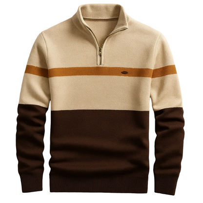Ravello | Men’s Zip-Neck Plain Knit Sweater3