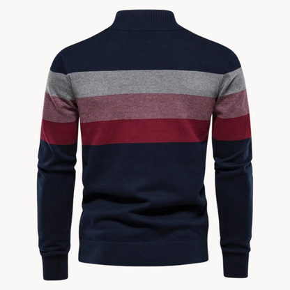 Rivaro | Men’s Striped Zip-Neck Knit Sweater6