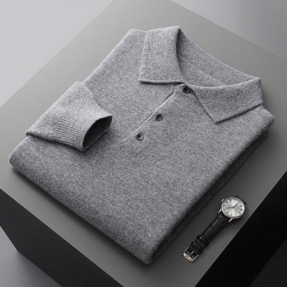 Vincenzo | Men’s Luxury Cashmere Long Sleeve Polo