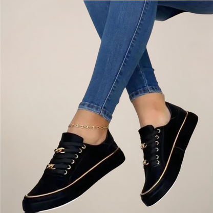 Avelia | Women’s Low Top Trainers with Gold Accents