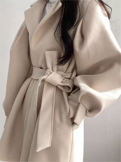 Perla | Women’s Belted Puff Sleeve Coat