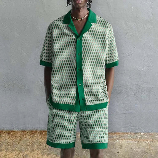 Zayron | Men’s Geometric Shirt & Shorts Set