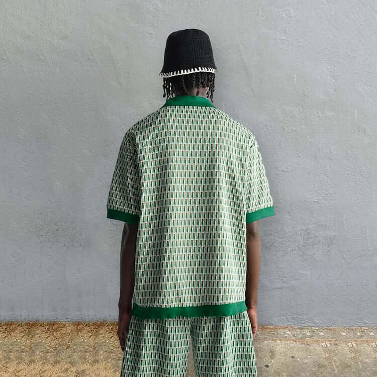 Zayron | Men’s Geometric Shirt & Shorts Set