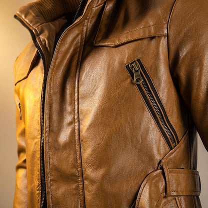 Alvin | Men’s Premium Leather Hooded Jacket