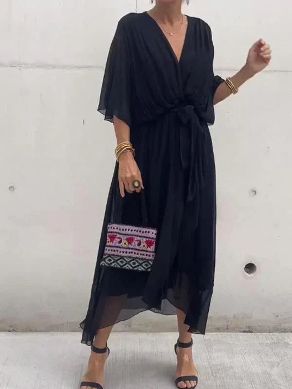 Narissa | Women’s Wrap Tie Waist Midi Dress