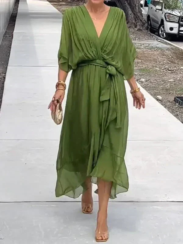 Narissa | Women’s Wrap Tie Waist Midi Dress