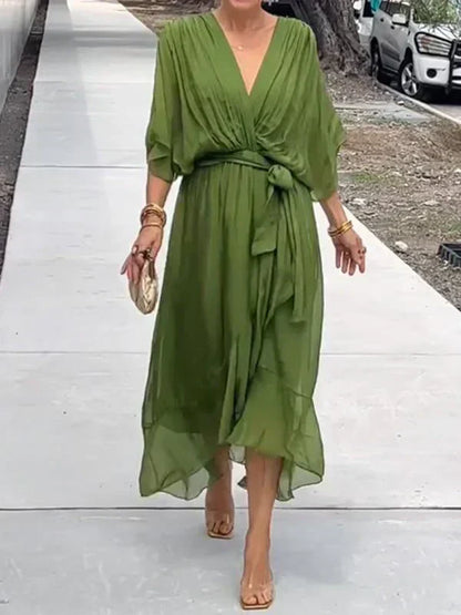 Narissa | Women’s Wrap Tie Waist Midi Dress