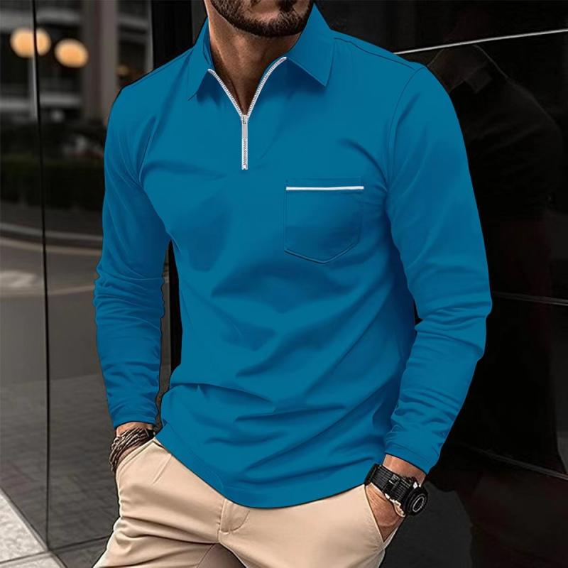 Mireo | Men’s Long Sleeve Zip Polo Shirt