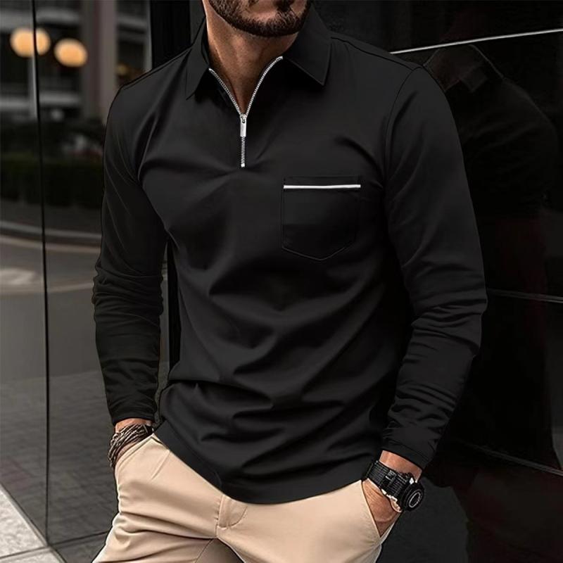 Mireo | Men’s Long Sleeve Zip Polo Shirt