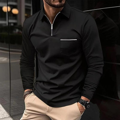 Mireo | Men’s Long Sleeve Zip Polo Shirt