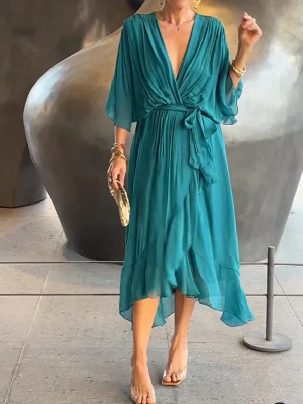 Narissa | Women’s Wrap Tie Waist Midi Dress