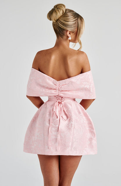 Glorie | Women’s Off-Shoulder Bow Bardot Mini Dress